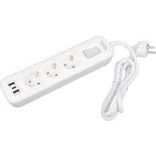 VE-NOVA103U A Class 3lü 2 Usbli Anahtarlı 1.5 Metre Akım Korumalı Grup Priz (Made In Malaysıa)