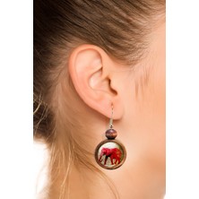 Tahtakolik Kırmızı Fil Ahşap Küpe