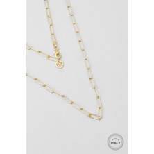 So CHIC İtalyan Bianca 18 Ayar Sarı Altın Kaplama 55 Cm Gümüş Zincir Kolye