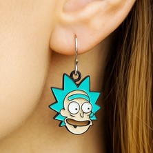 Rick And Morty Kafası Şekilli Mineli Kadın Küpe Çift Adet El Yapımı Küpe