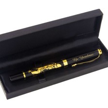 Kişiye Özel Atatürk İmzalı ve Silüetli Altın Yaldızlı Gold Roller İmza Kalem​i