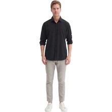 Regular Fit Dokuma Viscon Uzun Kol Gömlek