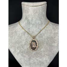 R Harfi Gold Çelik Kolye