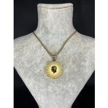 Tam Altın Özel Tasarım Çelik Kolye