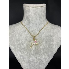 Ren Geyiği Altın Kaplama Özel Taşaroö Taşlı Kolye