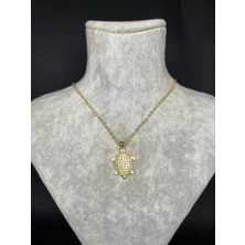 Zikron Taşlı Altın Kaplama Kaplumbağa Kolye