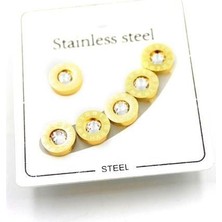 Öfi Çoklu Çelik Küpe - Altın