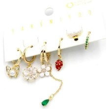 Öfi Çoklu Çiçek Küpe - Altın