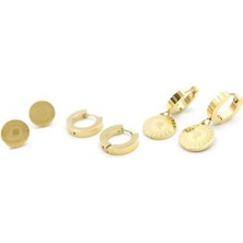 Öfi Çoklu Çelik Küpe - Altın