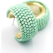 Öfi Taşlı Halka Küpe - Yeşil