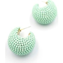 Öfi Taşlı Halka Küpe - Yeşil