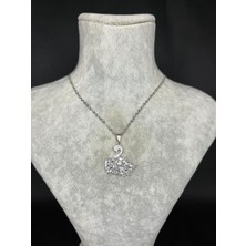 Zirkon Taşlı Kuğu Model Gümüş Kaplama Kadın Kolye
