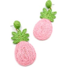 Ananas Hasır Küpe - Pembe