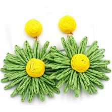 Öfi Papatya Hasır Küpe - Yeşil