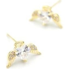 Öfi Gümüş Iğneli Kalp Küpe - Altın