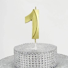Vitrini 1 Bir Rakamlı Gold (Altın) Mum 6.5 cm