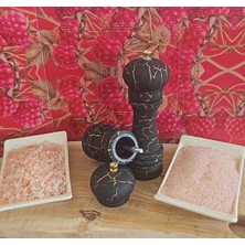 Tuz&baharat Öğütücü Mermer Desen Siyah Set