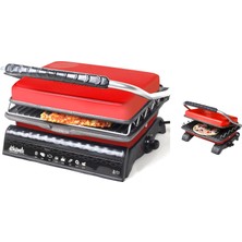 Dökümix Ultra Plus Organik Demir Döküm Izgara& Tost Makinası Kirmizi Izgara Aparatlı,fırçalı,yağdanlık