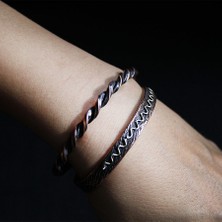 Coho Tılsım Burgu & Waves El Işleme Bakır Bileklik Seti