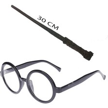 Harry Potter Asası ve Siyah Çerçeveli Gözlük Seti