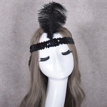 Yılbaşı Saç Tüyü Saç Bandı Siyah Renk