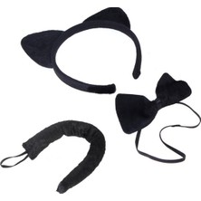 Kedi Kostüm Taç Kuyruk Papyon Seti Karışık