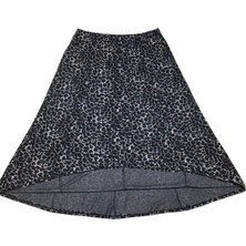 Kadın Beli Lastikli Leopar Desenli Büyük Beden Balık Etek