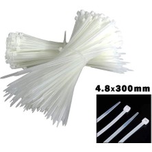 Beyaz 4.8X300MM Plastik Cirt Kelepçe 100PCS