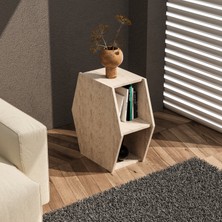 Yan Sehpa Koltuk Yanı Sehpa Salon Kitaplık Sehpa Altıgen