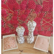 Tuz&baharat Öğütücü Mermer Desen Beyaz Set