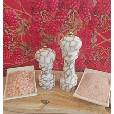 Tuz&baharat Öğütücü Mermer Desen Beyaz Set