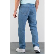 Erkek Asit Yıkama Buz Mavi Bol Paça Jean Kot Baggy Pantolon