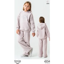 Kız Çocuk 3 Iplik  Şardonlu Kapüşonlu Alt Üs Takım Eşofman Takımı 4204KR