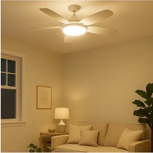 Tavan Vantilatörü LED Ampul 81 cm Büyük Boy 3 Kademe Fan 3 Işık Modu Kumandalı E27 Uyumlu