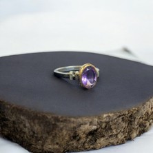Ametist Taşı Minimal Gümüş Yüzük