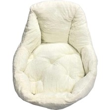 Süslüpati Kullanışlı Yıkanabilir Kumaş Silikon Elyaf Dolgulu Kedi Köpek Yatağı Krem 56CM