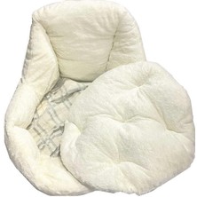 Süslüpati Kullanışlı Yıkanabilir Kumaş Silikon Elyaf Dolgulu Kedi Köpek Yatağı Krem 56CM