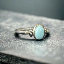 Amazonit Taşı Gümüş Yüzük (Minimal Tasarım)