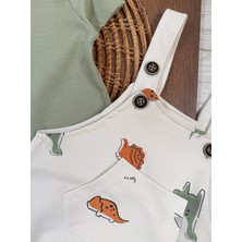 Pamuklu Dinozor Desenli Kaliteli 3lu Erkek Bebek Takım