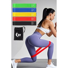 Çantalı 5 Seviyeli Çok Renkli Direnç Lastiği Seti, Pilates ve Squat Egzersizleri Için