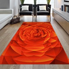 Alanur Home Kaymaz Dijital Mutfak & Salon Halı Yıldız Deri Geometrik E5011 Turuncu