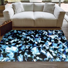 Alanur Home Kaymaz Dijital Mutfak & Salon Halı Trend Geometrik E5012 Mavi