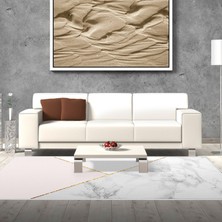 Alanur Home Kaymaz Dijital Mutfak & Salon Halı Trend Geometrik E5008 Beyaz