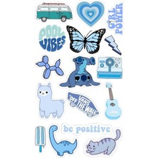 Popüler Mavi Sticker Telefon Laptop Notebook Tablet Defter Matara Stiker Etiket ST1189