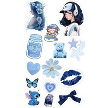Popüler Mavi Sticker Telefon Laptop Notebook Tablet Defter Matara Stiker Etiket ST1177