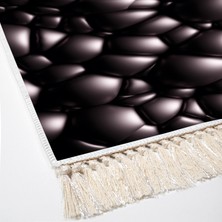 Alanur Home Kaymaz Taban Djt Klozet Takımı Trend Saçaklı Geometrik E5009 Siyah