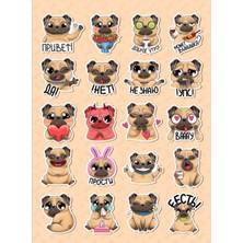 Pug Sticker Telefon Laptop Notebook Tablet Defter Matara Stiker Etiket ST1171