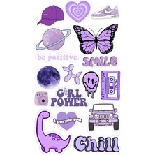 Popüler Mor Sticker Telefon Laptop Notebook Tablet Defter Matara Stiker Etiket ST1204