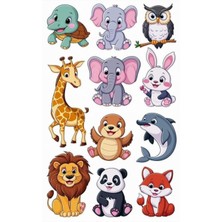 Sevimli Hayvanlar Sticker Telefon Laptop Notebook Tablet Defter Matara Stiker Etiket ST984