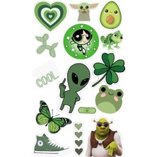 Popüler Yeşil Sticker Telefon Laptop Notebook Tablet Defter Matara Stiker Etiket ST1284